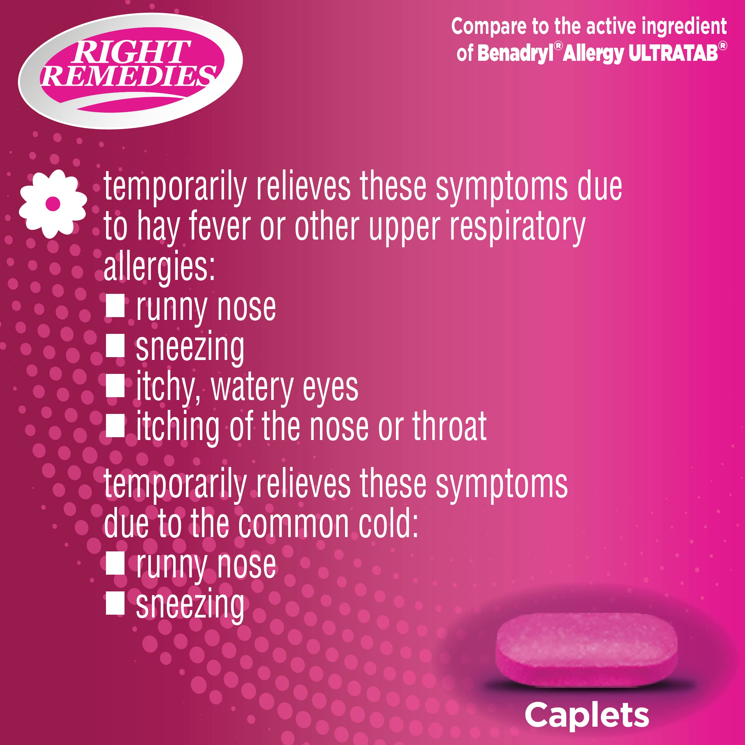 RIGHT REMEDIES Allergy Relief Antihistamine, Diphenhydramine HCl 25mg, (600 Count), Generic Benadryl Ultratabs, Relieves Seasonal Indoor or Outdoor Upper Respiratory Allergies