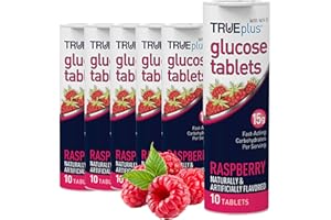 TRUEplus Glucose Tablets, Raspberry Flavor - 6X 10ct Tubes