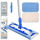MR.SIGA Professional Microfiber Mop for Hardwood, Laminate, Tile Floor Cleaning, Stainless Steel Handle - 3 Reusable Flat Mop