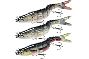 GOTOUR Fishing Lures for Freshwater or Saltwater, Easy to Use for Family Fishing Beginner and Pros, Most Lifelike Jointed Swimbait，Slow Sinking Bass Pike Panfish Walleye Lures, Fishing Gifts for Men