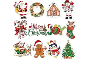 Large 11"x14" Vintage Christmas Cutouts Decorations Cardboard Cutout Set of 12, Vintage Christmas Red and Green Paper Cut Out