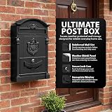 ZENO Letter Box Wall Mounted Postbox Black Large Traditional Mailbox with 2 Keys view 4