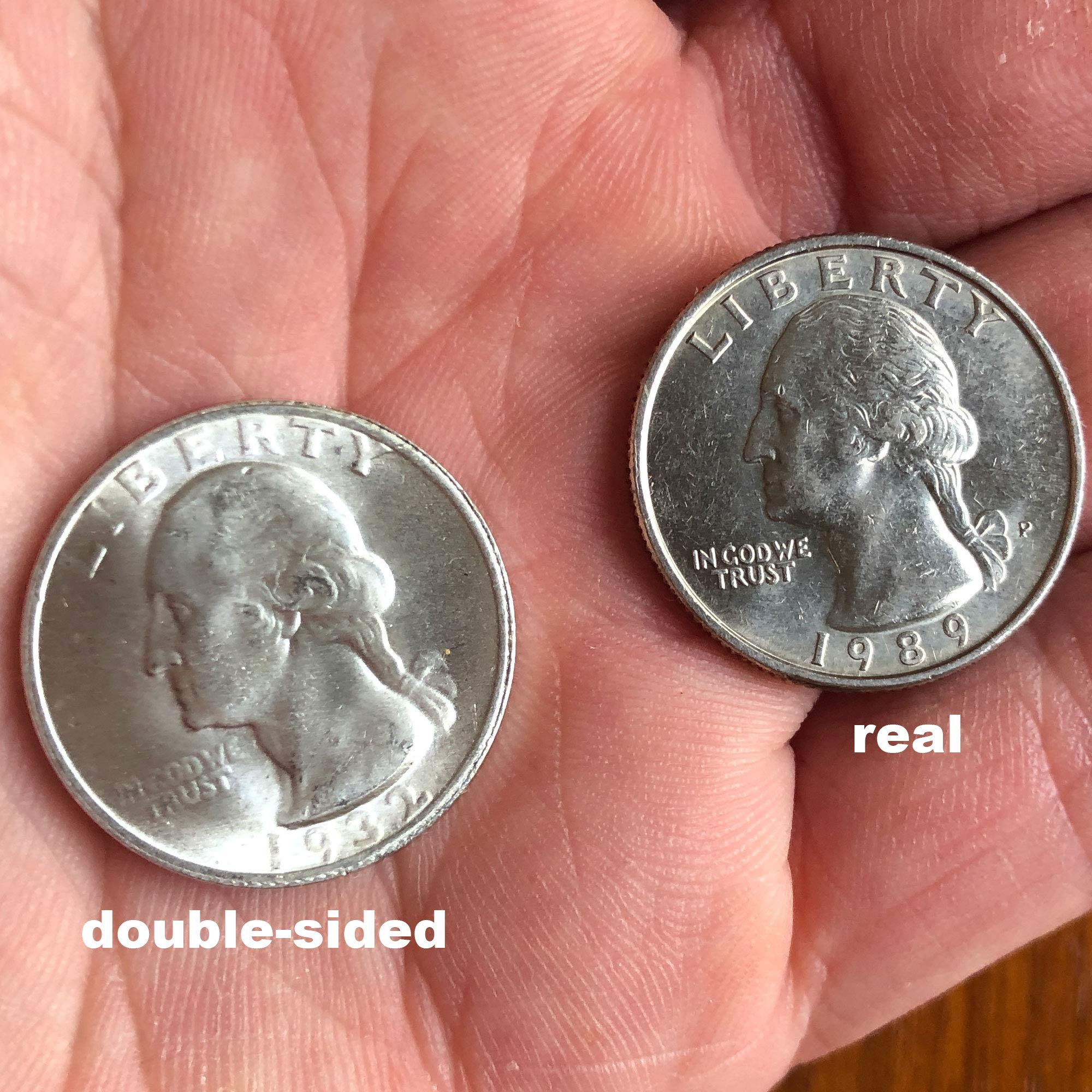 Canailles 2-Pack Double-Sided Quarters, 1 Double-Sided Heads Coin and 1 Double-Sided Tails Coin, Cool Novelty Quarter for Magic Tricks or Pranks