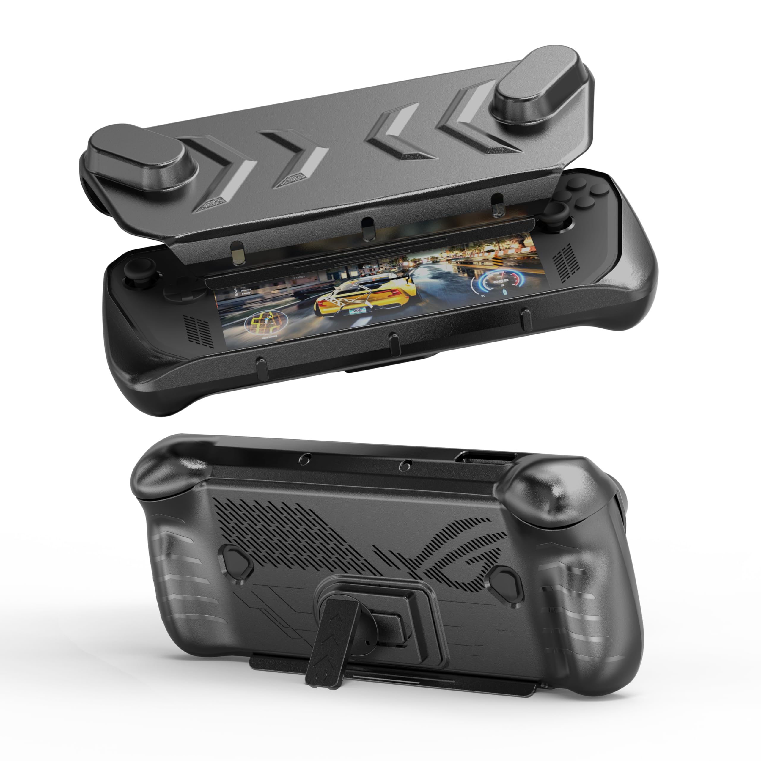 Photo 1 of JOYTORN Full Protective Case Cover Compatible with ASUS Rog Ally X(2024), Rog Ally X Case with Detachable Front Shell,Back Case-Frosted Handheld Design with Tempered Glass Screen Protector-Black