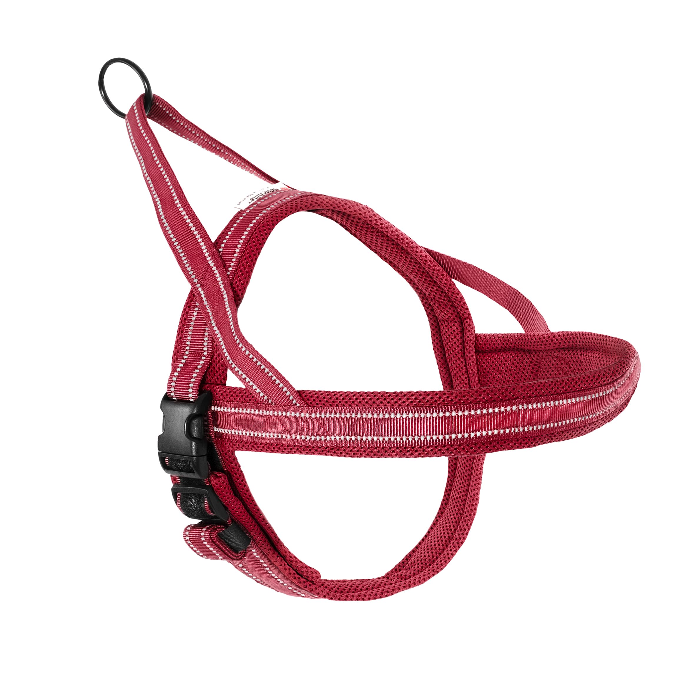 Record Dolomiti Dog Harness Woven Nylon with 3M ScotchLite Reflective Bands, Red, Size S, Circumference 54-64 cm