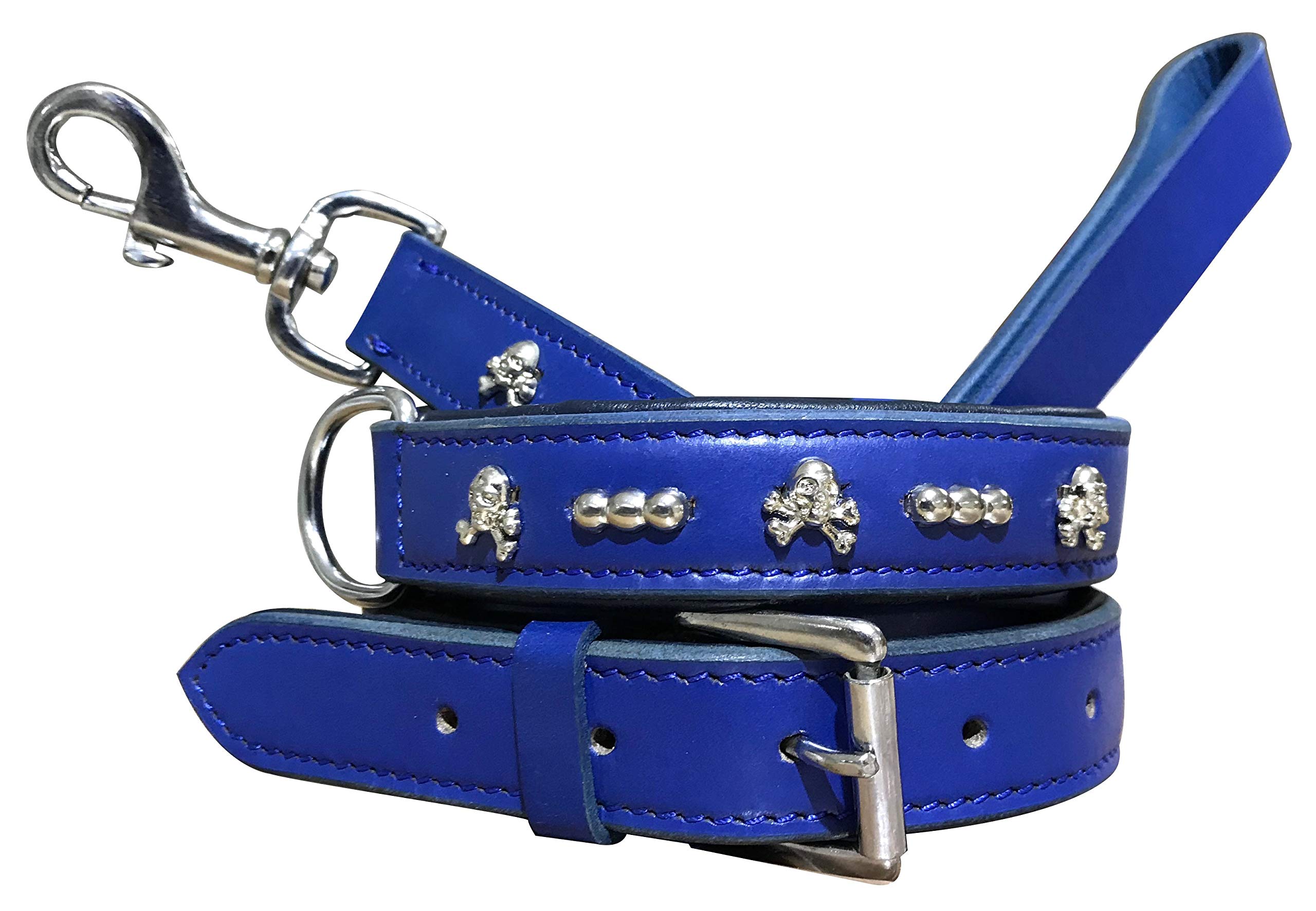 BRADLEY CROMPTON Genuine Leather Matching Pair Dog Collar and Lead Set S