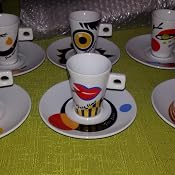 Set Zeller Magic Eyes: 6 Tazzine Da Caffè E 6 Piattini In Porcellana, 6 Motivi Diversi, Multicolore, 0,1x6x4,7 Cm