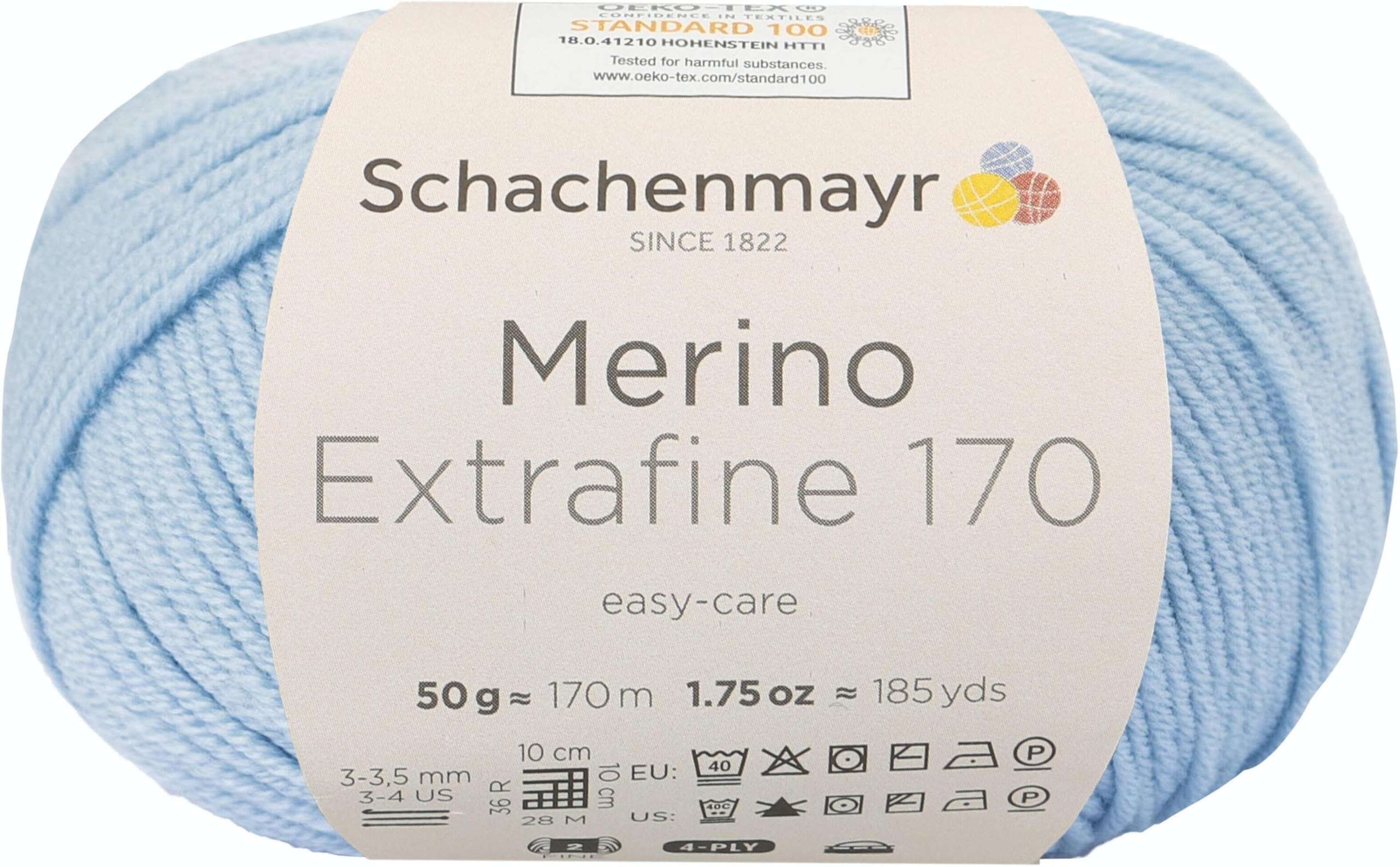 Schachenmayr extra fine merino wool, 170 9807551, hand knitting yarn, pure new wool, wool, light blue, 10 x 10 x 7 cm