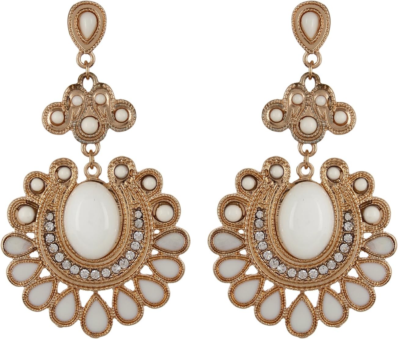 Fayon Trendy Costume Graceful White Flower Drop Chandelier Earrings