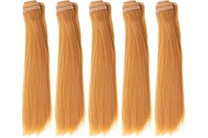 PATIKIL 15CM Doll Hair Wigs, 5 Pcs High Temperature Silk Straight Wig Hair Extension Accessories for Doll Hair Making Kit DIY