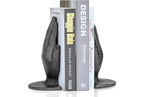 Ambipolar Hands Style Decorative Bookends - Antique Black Cast Iron Decorative Accent for Home Decor, Bookshelf, Living Room Decor, Decorative Bookends for Heavy Books