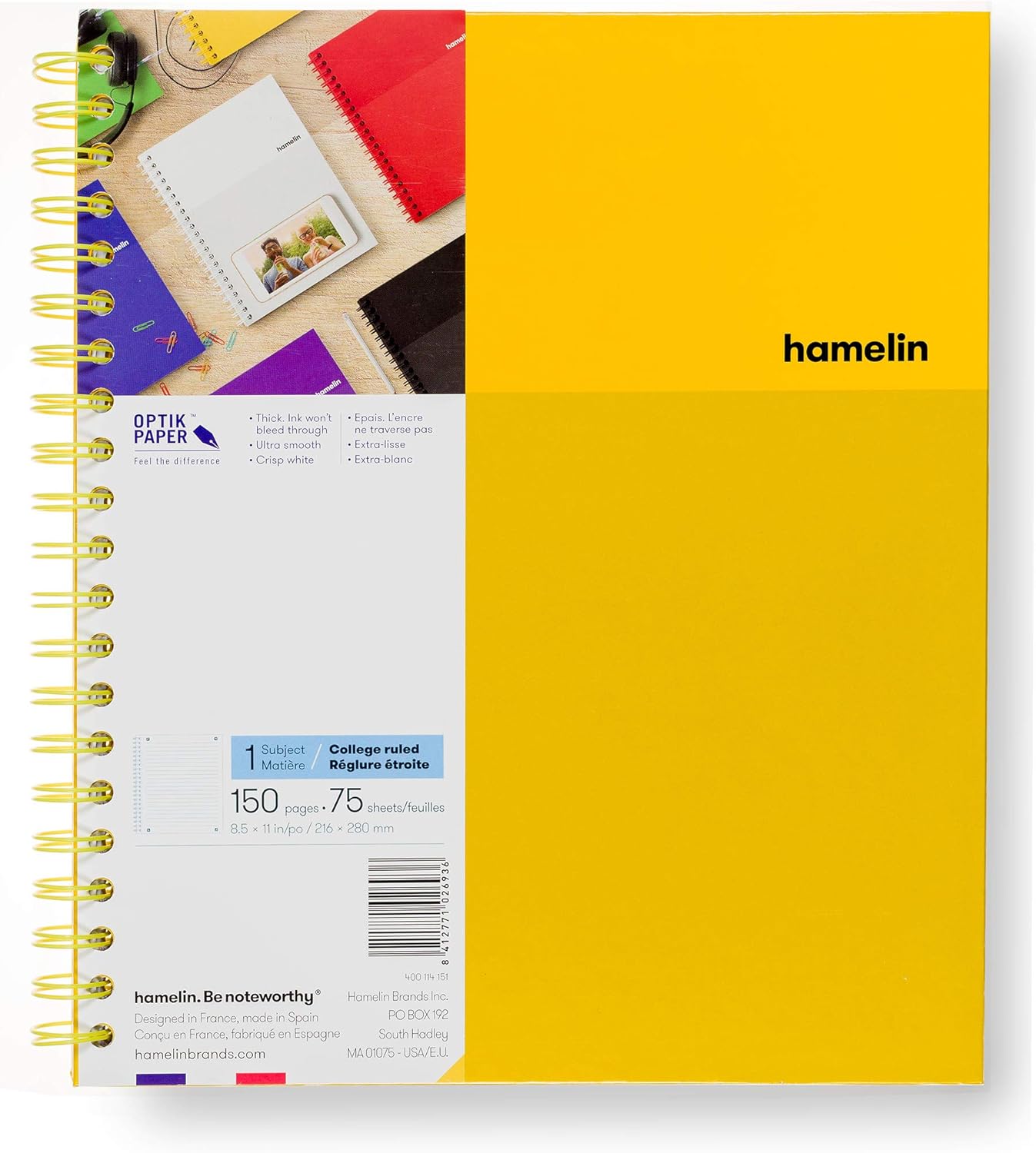 Hamelin, Spiral Notebook, 8.5x11in, College Ruled, Hardcover, 75shts ...