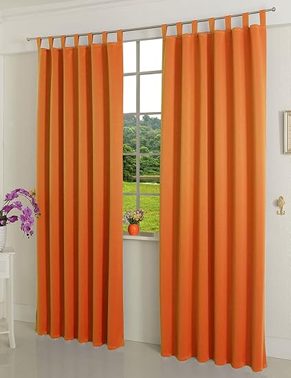 Blackout Curtain With Loops Matt Colours 20610 Fabric Orange
