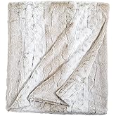Peri Home Leopard Luxury Faux Fur Throw Blanket - Super Soft Fluffy Bedding Throw Blanket for Bedroom 50" x 60 - Furry Blanket Comfy Warm Cozy Plush Blanket for Bed Sofa Couch - Ivory