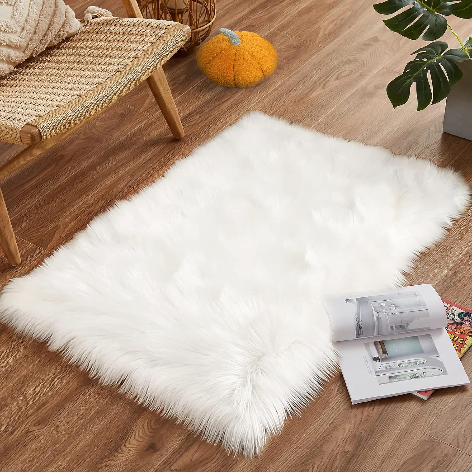 Rugs, Pads & Protectors - Goolela Faux Fur Rug Throw Rugs Small White Rug 2x3 Sheep Skin Rug Fluffy Washable Rug for Bedroom Dorm Bedside Rug Luxury Room Decor, Rectangle