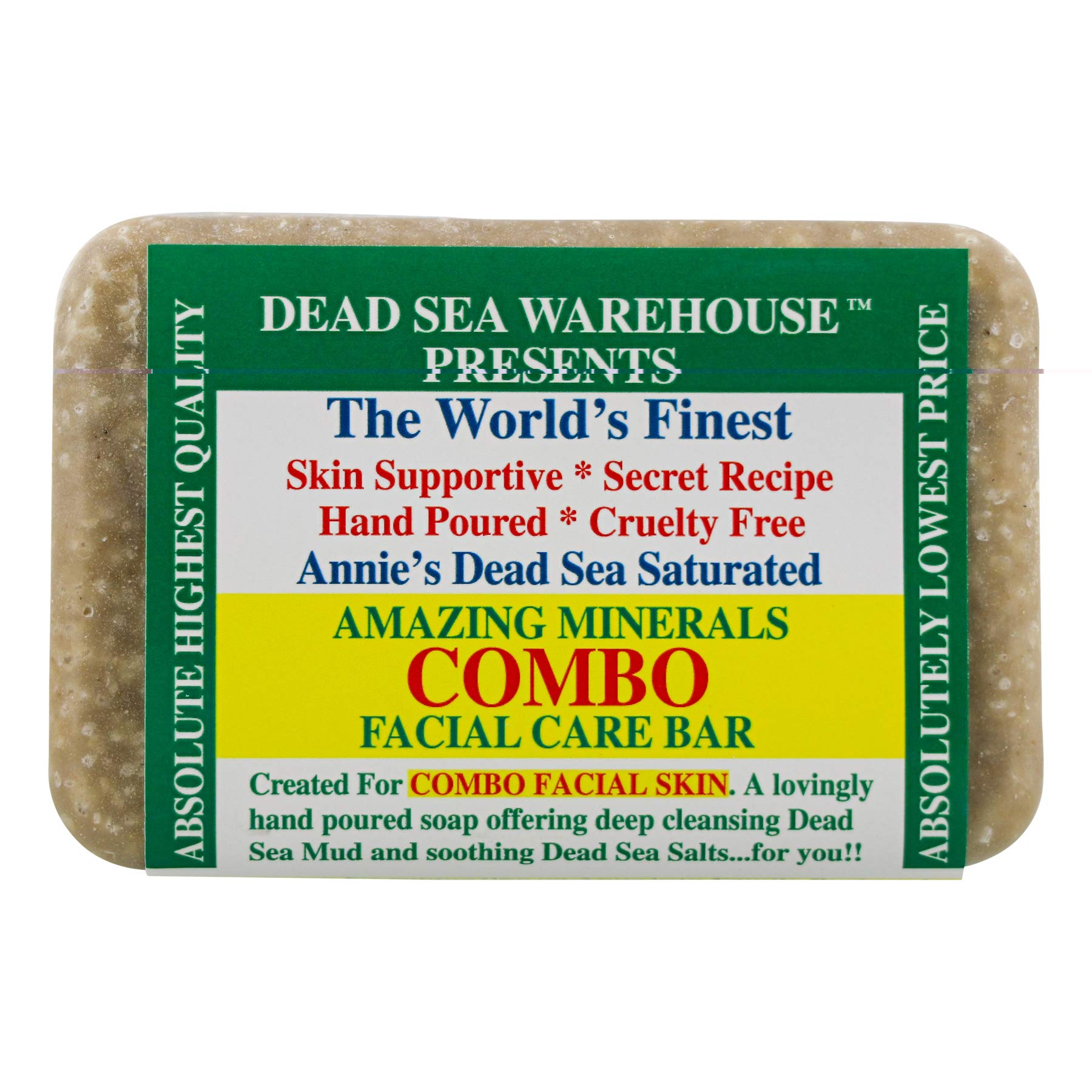 Dead Sea Warehouse - Dead Sea COMBO Facial Care Bar - Face Soap for Women and Men - Clarifying Dead Sea Mud & Salt Soap for Combination Skin, Handmade & Unscented, 5.2 oz
