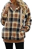 ReachMe Womens Oversized Sherpa Hoodie with Pockets