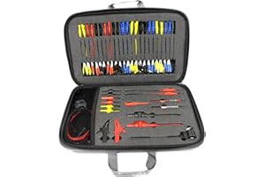 SMOCPROX Aeswave Test Lead Kit, Relay Tester, Utest Terminal Kit, Multimeter Test Leads, 92 Pcs Automotive Wire Connectors, Alligator Clips - Complete Automotive Diagnostic Tool Set (Cloth Bag)
