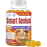 Smart Genius Omega 3 for Kids Focus and Attention Supplements, Kids Vitamin Gummies, Focus Supplement for Kids, Brain Support Teen Vitamin- 60 Gummy
