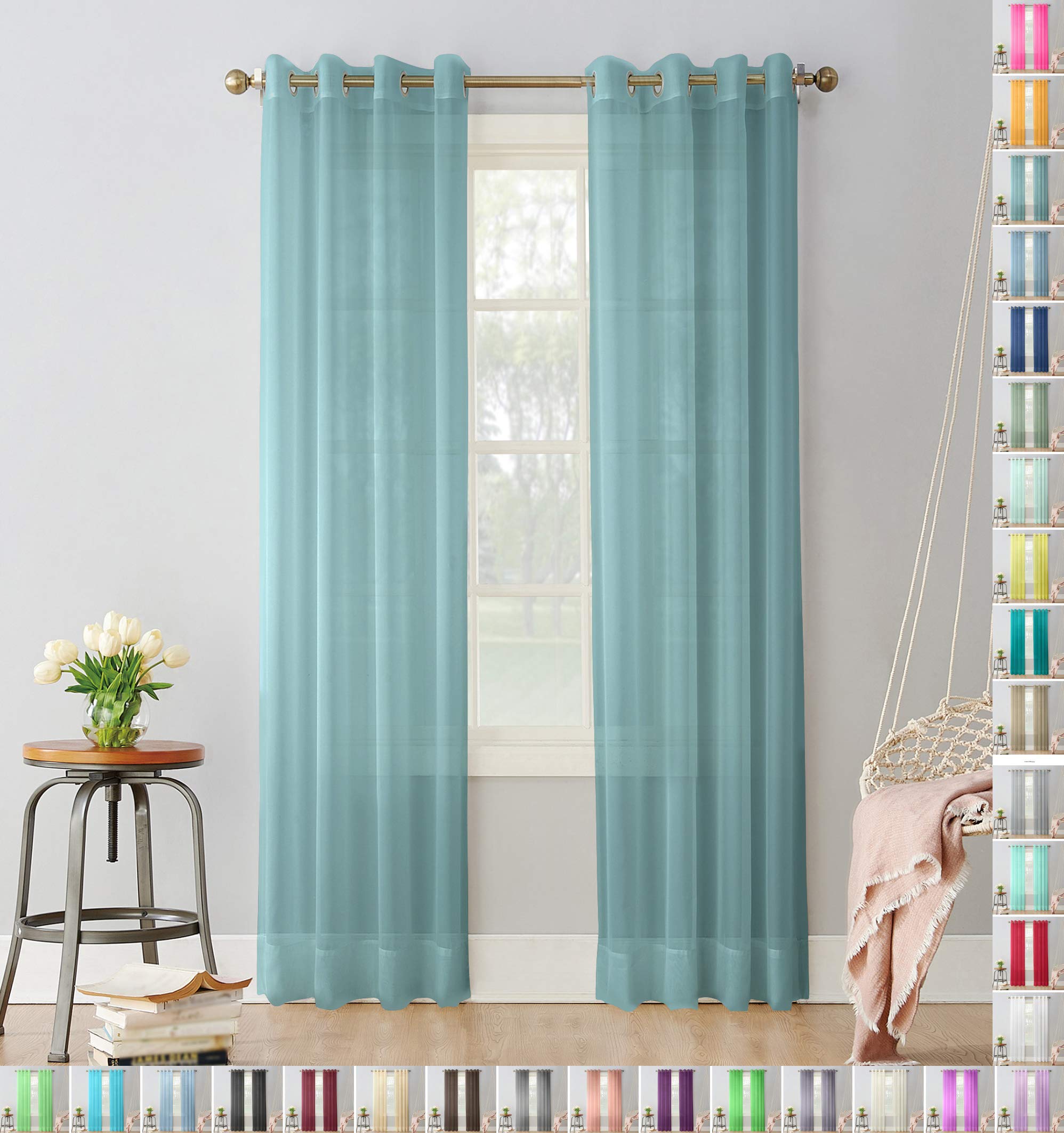 Megachest pair of sheer voile RING top (ocean, 56" wideX54 drop(W142cmXH137cm))