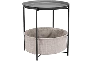 �鶹�� Basics Round End Table, Charcoal/Heather Gray, 45.0 x 45.0 x 48.0 cm
