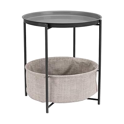 AmazonBasics Round Storage End Table - Charcoal/Grey