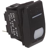 Seachoice Illuminated Rocker Switch, SPST, 3 Terminal, On/Off, Black
