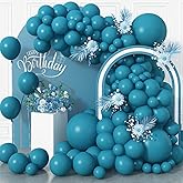 Peacock Blue Balloons, 113Pcs Turquoise Balloon Arch Kit - Different Sizes 5 10 12 18 Inch Matte Dark Teal Dusty Blue Latex Helium Balloons for Birthday, Wedding, Baby Shower Parties