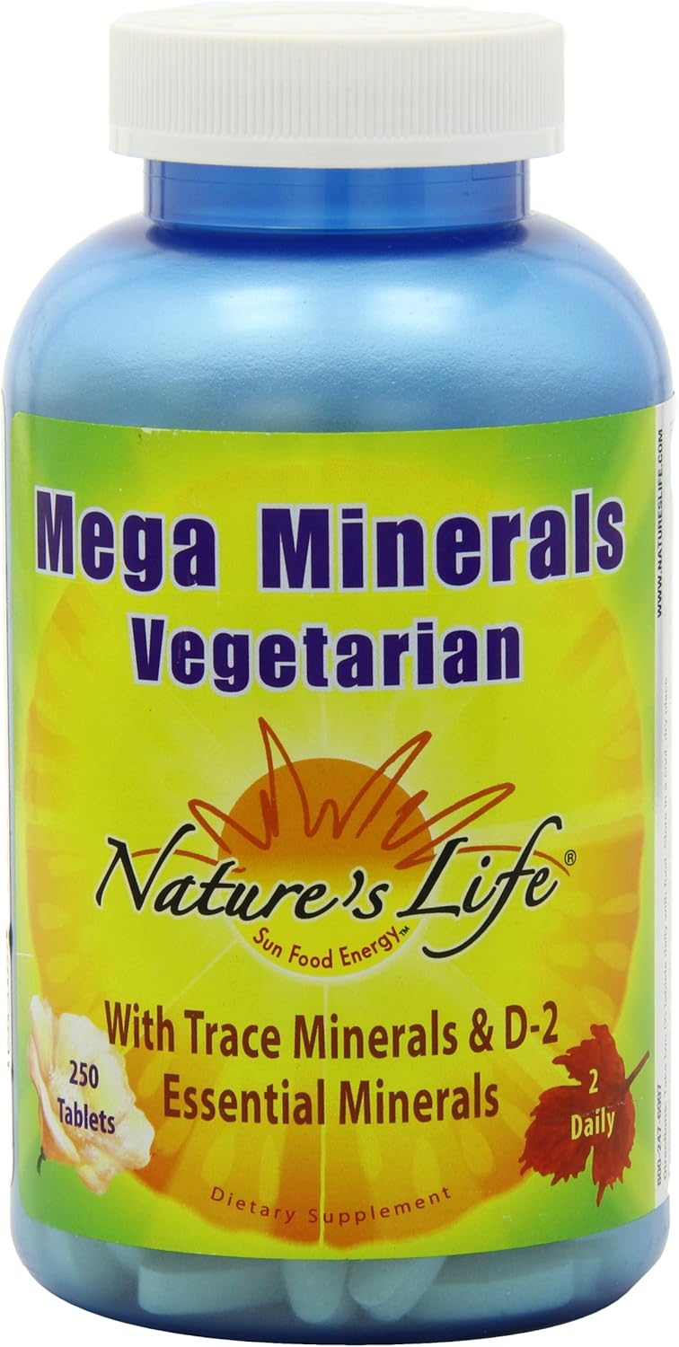 Nature's Life Minerals Veg Tablets, Mega, 250 Count: Health & Personal Care