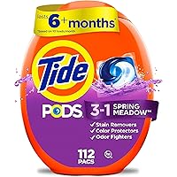 Tide PODS laundry detergent pacs 3-in-1 Stain Remover Odor Fighter Color Protector Spring Meadow Scent, 112 Count
