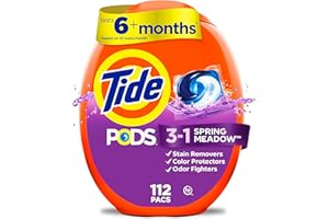 Tide PODS laundry detergent pacs 3-in-1 Stain Remover Odor Fighter Color Protector Spring Meadow Scent, 112 Count