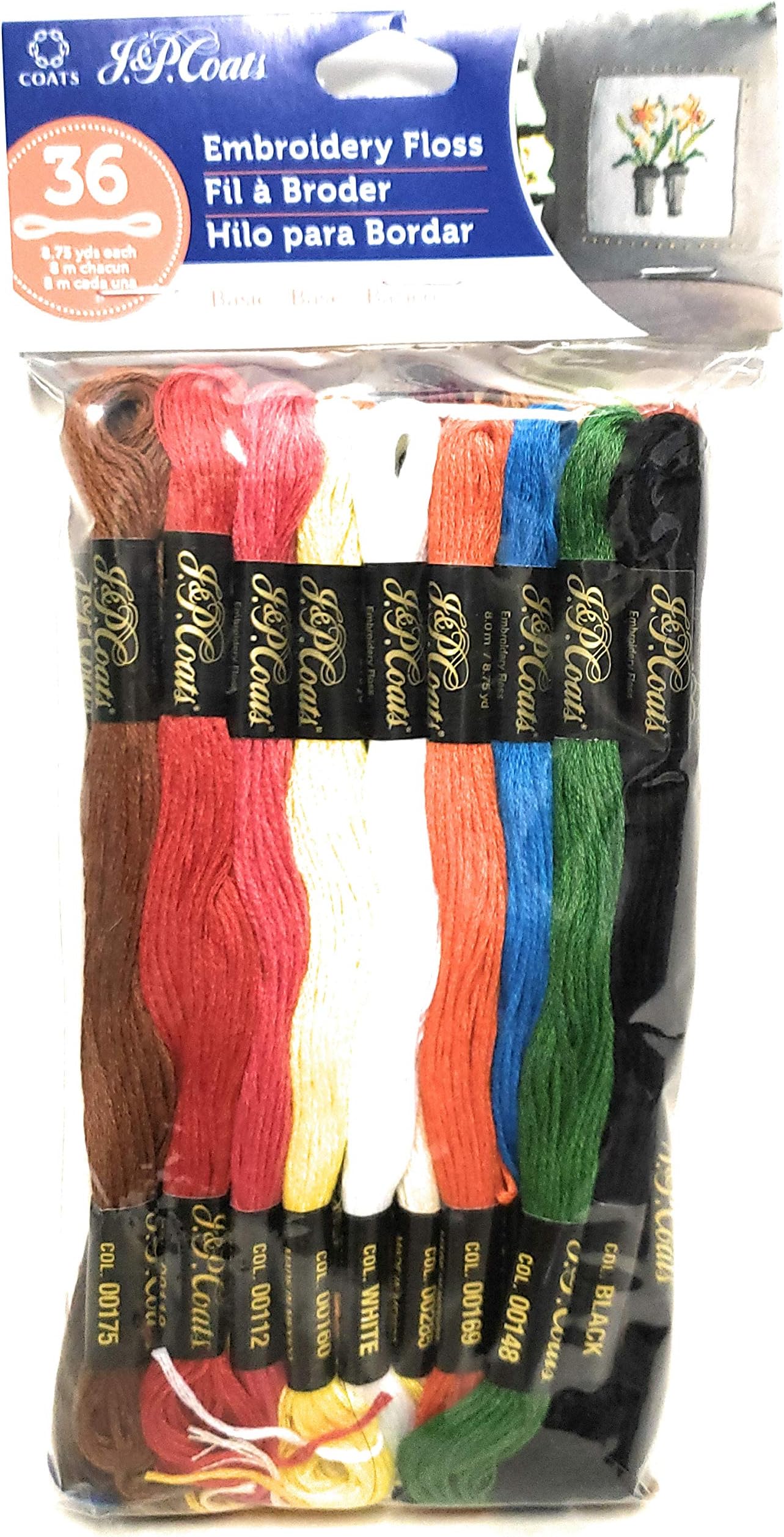 J P CoatsJ &amp; P COATS 36 SKEINS Basic Pack Embroidery Floss