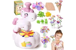 RISUNTOY Kit de bricolage de fleurs en tissu pour enfants | Presse à fleurs à faire soi-même avec cheval arc-en-ciel, arts et