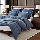 Simple&Opulence 100% Linen Duvet Cover Set, 3 PCS Classic Blue Duvet Cover King Size, Breathable Soft Comfy Linen Bedding Comforter Cover with 2 Pillowcases(Classic Blue, 104"x92")