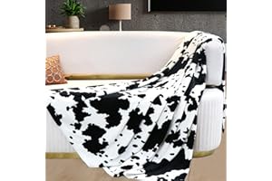 KIVEE Cow Print Blanket Soft Warm Twin Blankets and Throws Bedding Fleece Blanket Cozy Flannel Black Lightweight Fuzzy Couch Sofa Bed Throw Gifts for Mother Father 60x80 inch