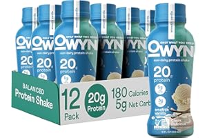 OWYN Only What You Need Plant Based Protein Shake, 20g Vegan Protein from Organic Pumpkin seed, Flax, Pea Blend, Prebiotic supplement, Superfood Greens, all-in-one nutrition, Gluten & Soy-Free (Vanilla, 12 Pack)