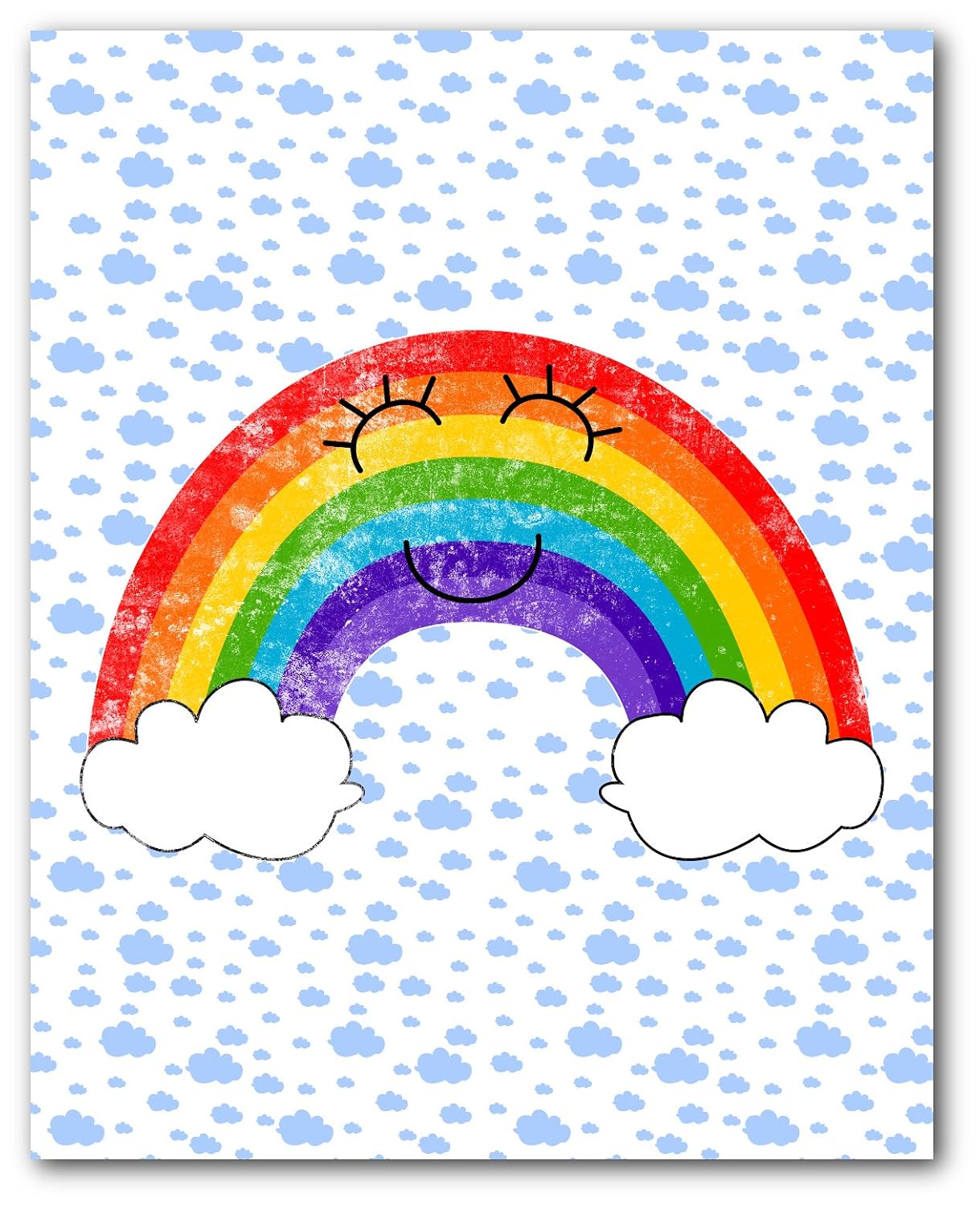 Happy Rainbow Print Scandinavian Nursery Art 8 X 10 Inches