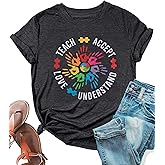 Teach Accept Understand Love Autism Awareness Shirt Women Teacher Shirts