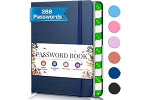BLESWIN Password Keeper Book with Alphabetical tabs, Hardcover Small Password Books for Seniors, Internet Password Logbook Journal Website Address Login, Perfect Pocket Size Password Keeper – Dark Blue