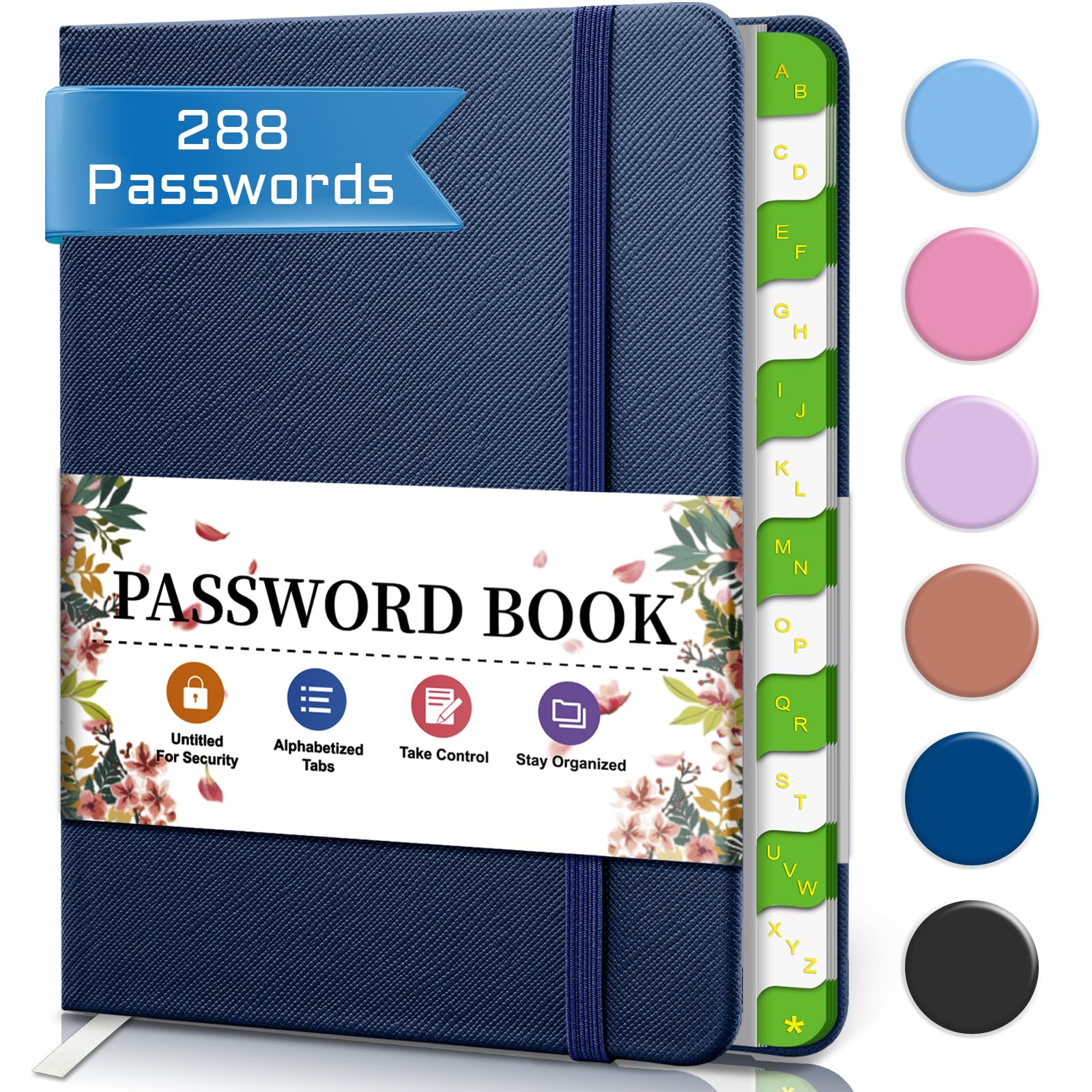 BLESWIN Password Book with Alphabetical tabs, Hardcover Small Password Books for Seniors, Internet Password Logbook Journal Website Address Login, Perfect Pocket Size Password Keeper – Dark Blue — image 1