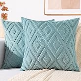 decorUhome Spring Couch Throw Pillow Covers 18x18 Set of 2, Decorative Soft Plush Faux Fur Wool Accent Pillow Covers for Modern Farmhouse Bed Sofa Living Room, Light Teal
