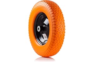 AFT PRO USA Wheelbarrow Wheels 16" Flat-Free Air Less Tire Foamed Polyurethane Wheelbarrow Tire 4.80/4.00-8" (Orange)