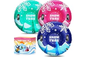 ETERFUN 36 Inch 3-Pack Inflatable PVC Snow Tubes for Adults & Kids - Family Outdoor Winter Sledding Set with Thickened Hard Bottom & Handles for Safe Winter Snow Sports Fun