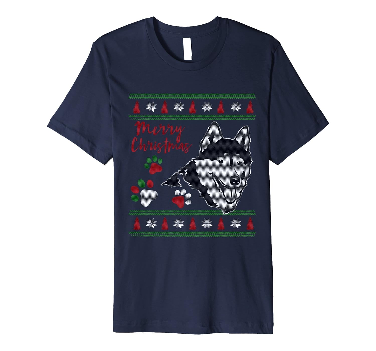 Merry Siberian Husky Christmas T-Shirt Funny Cute Dog-ANZ