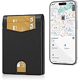 Auskang Smart Wallet For Men with Tracker, Best Gift for Men Wallet, Works with Apple Find My, RFID Blocking, Credit Card Holder, Not For Android, Black (Small Grid Pattern)