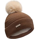ZLYC Kids Winter Hats for Girls Boys Pom Pom Beanie Hat Cotton Lined Knitted Cap