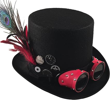 red steampunk hat