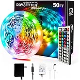 DAYBETTER Led Strip Lights 50ft, Color Changing Led Light Strip with Remote Control, 5050 RGB Strip Lighting Suitable for Home Decor, Living Room, Kitchen, Home Party Decoration