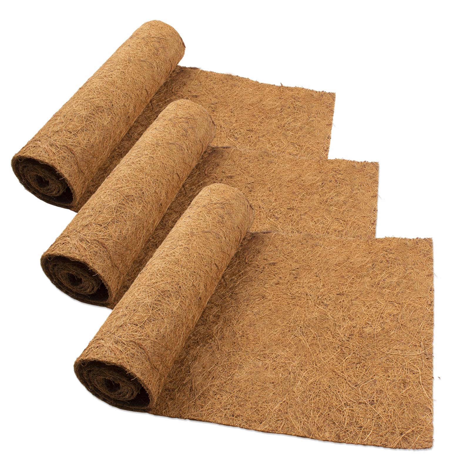 Fengaim Natural Coco Liner Roll, 3 Rolls 1m*0.3m/40" x 12" Coconut Planter Liners, Coco Hanging Basket Liner Coconut Growing Mat Coconut Fibre Matting Liner Roll for Patio Containers Wall Troughs