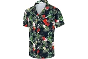 AINIKO Hawaiian Shirts for Men Summer Casual Button Down Floral Shirts Men's Short Sleeve Aloha Beach Shirt